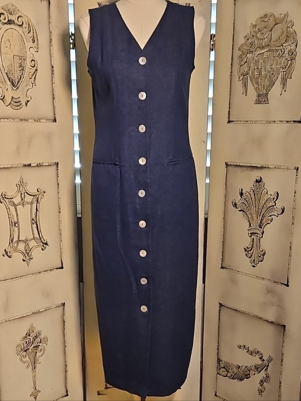 VINTAGE TESS DRESS, LONG MIDI/ MAXI.RAW SILK  BLEND  SIZE 6